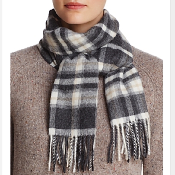 C By Bloomingdales Multi Plaid Cashmere 